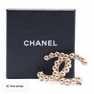 CHANEL Gold Beaded Interlocking CC Pin